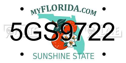 5GS9722 Florida License Plate