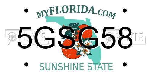 5GSG58 Florida License Plate