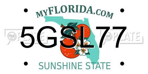 5GSL77 Florida License Plate