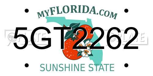 5GT2262 Florida License Plate