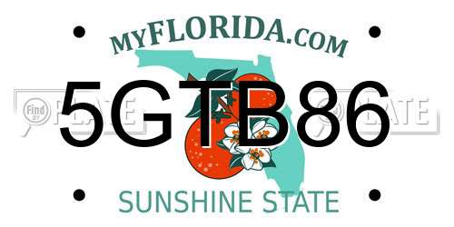 5GTB86 Florida License Plate