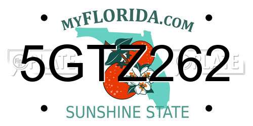 5GTZ262 Florida License Plate