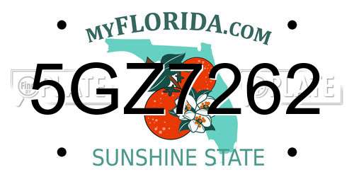 5GZ7262 Florida License Plate