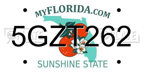 5GZT262 Florida License Plate