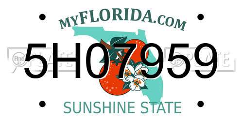 5H07959 Florida License Plate