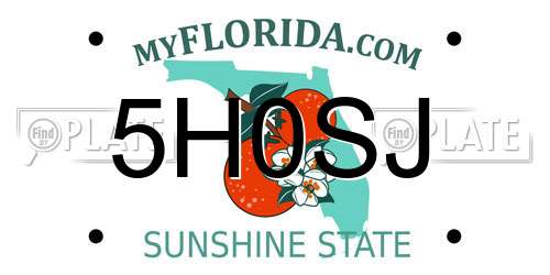 5H0SJ Florida License Plate