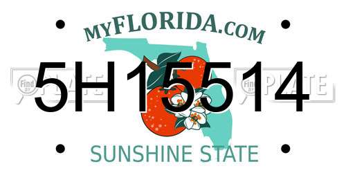 5H15514 Florida License Plate