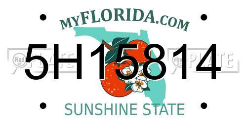 5H15814 Florida License Plate