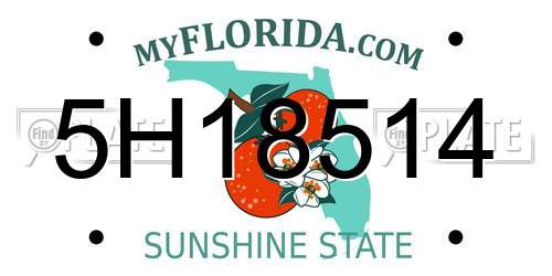 5H18514 Florida License Plate