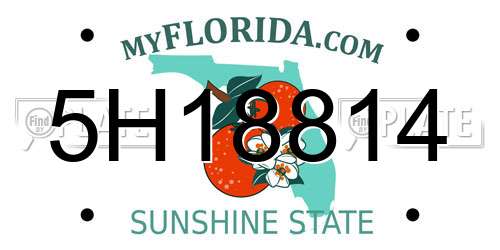 5H18814 Florida License Plate
