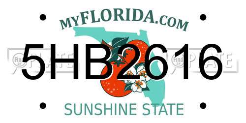 5HB2616 Florida License Plate