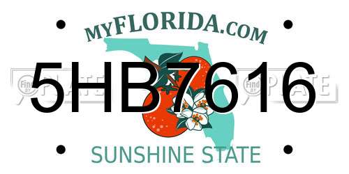 5HB7616 Florida License Plate