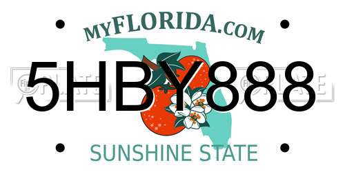 5HBY888 Florida License Plate