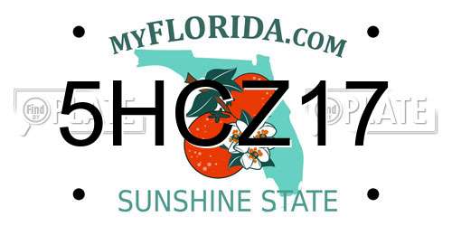 5HCZ17 Florida License Plate