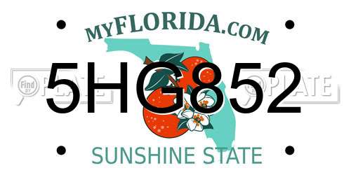 5HG852 Florida License Plate