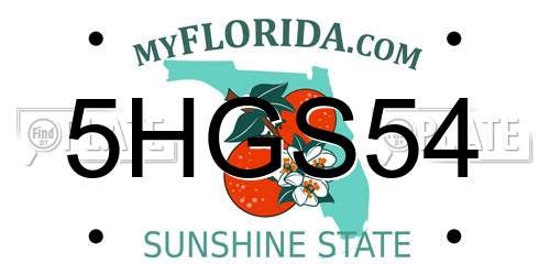 5HGS54 Florida License Plate