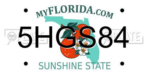 5HGS84 Florida License Plate