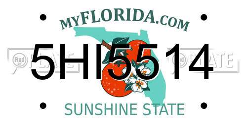 5HI5514 Florida License Plate