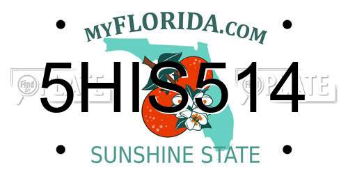 5HIS514 Florida License Plate