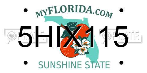 5HIX115 Florida License Plate