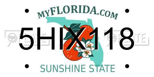 5HIX118 Florida License Plate