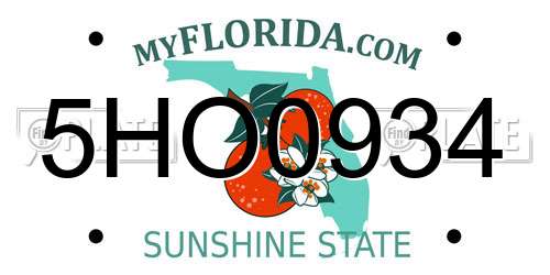 5HO0934 Florida License Plate
