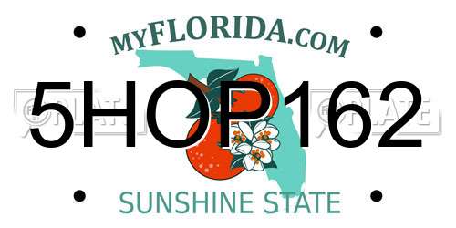 5HOP162 Florida License Plate