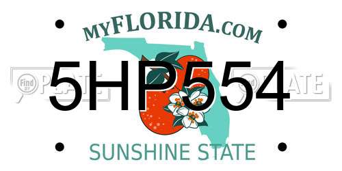 5HP554 Florida License Plate