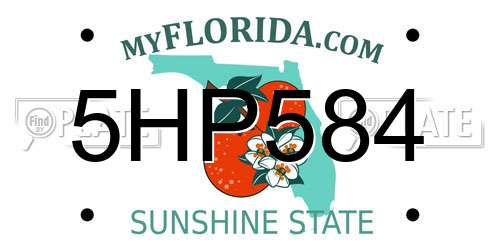 5HP584 Florida License Plate