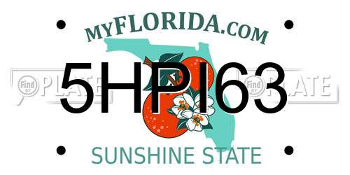 5HPI63 Florida License Plate