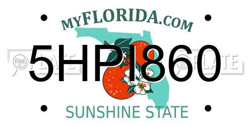 5HPI860 Florida License Plate