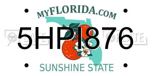 5HPI876 Florida License Plate