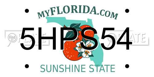 5HPS54 Florida License Plate