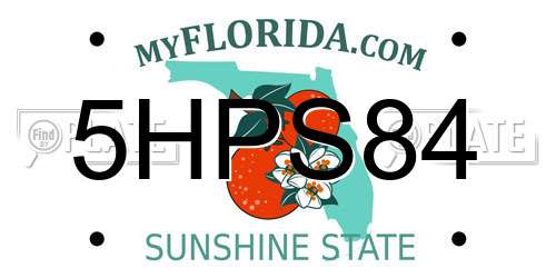 5HPS84 Florida License Plate