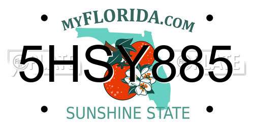 5HSY885 Florida License Plate