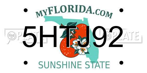 5HTJ92 Florida License Plate