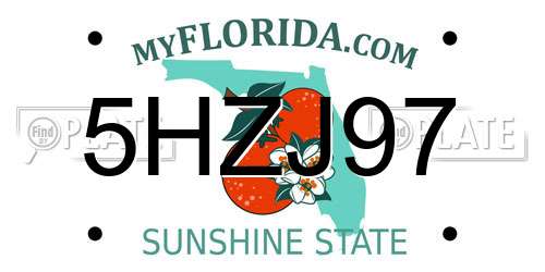 5HZJ97 Florida License Plate
