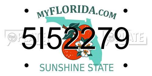 5I52279 Florida License Plate