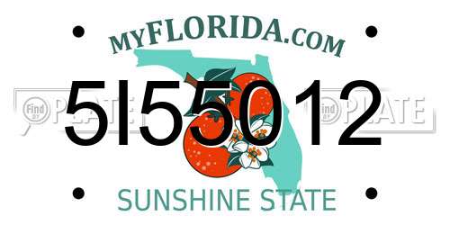 5I55012 Florida License Plate