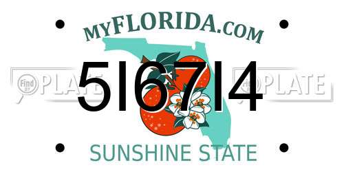 5I67I4 Florida License Plate