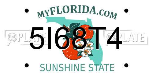 5I68T4 Florida License Plate