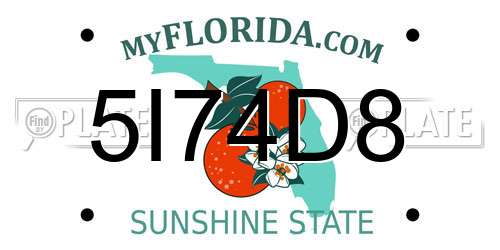 5I74D8 Florida License Plate