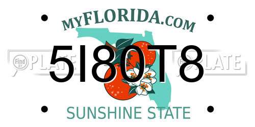5I80T8 Florida License Plate