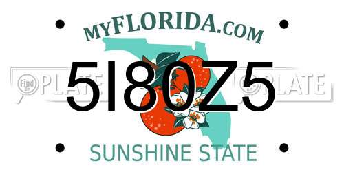 5I80Z5 Florida License Plate