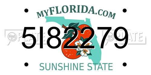 5I82279 Florida License Plate