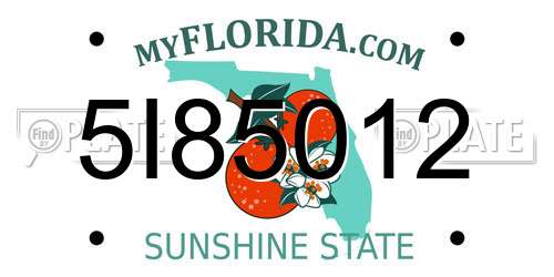 5I85012 Florida License Plate