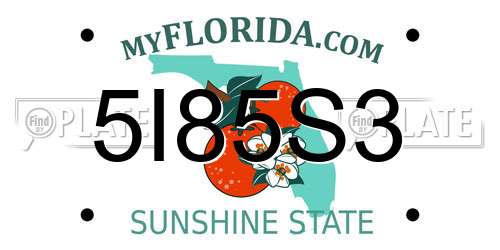 5I85S3 Florida License Plate