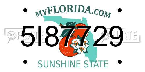 5I87729 Florida License Plate