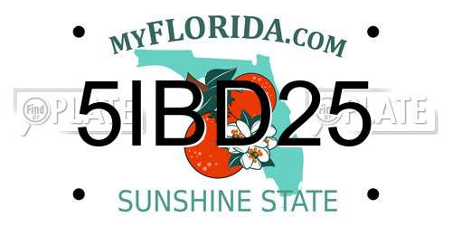 5IBD25 Florida License Plate