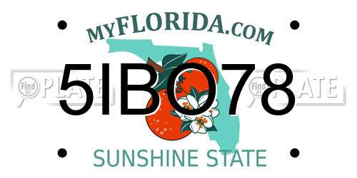 5IBO78 Florida License Plate